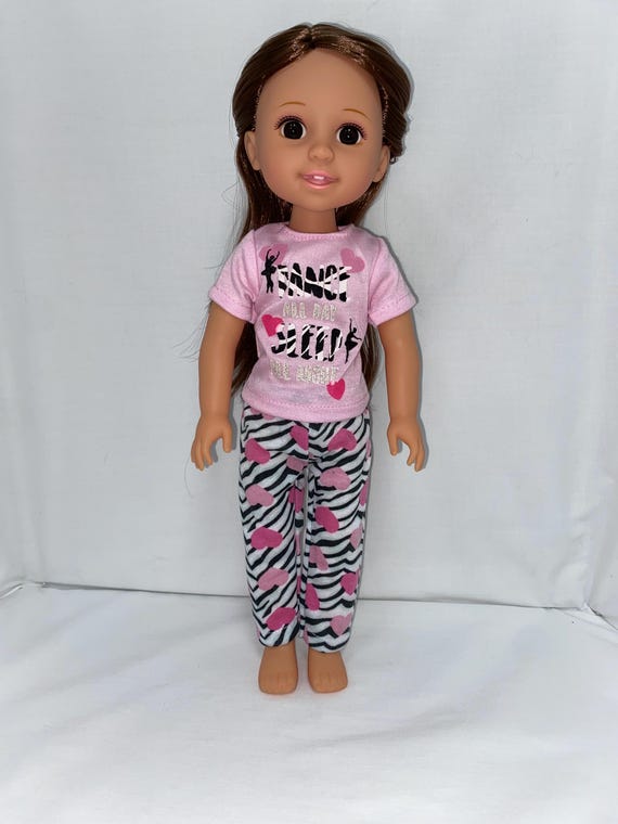 14.5" Zebra and Heart Print Pajama Set | 14.5" Doll Clothes | Fits 14.5 in Slim Body Dolls