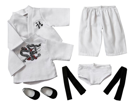 Karate Outfit with Embroidered Dragon | Fits Most 15" Baby Dolls | 15 Inch Doll Clothes