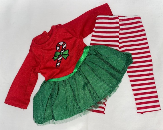 18" Red and Green Candy Cane Pants Set | 18" Doll Clothes | Fits 18 in Dolls