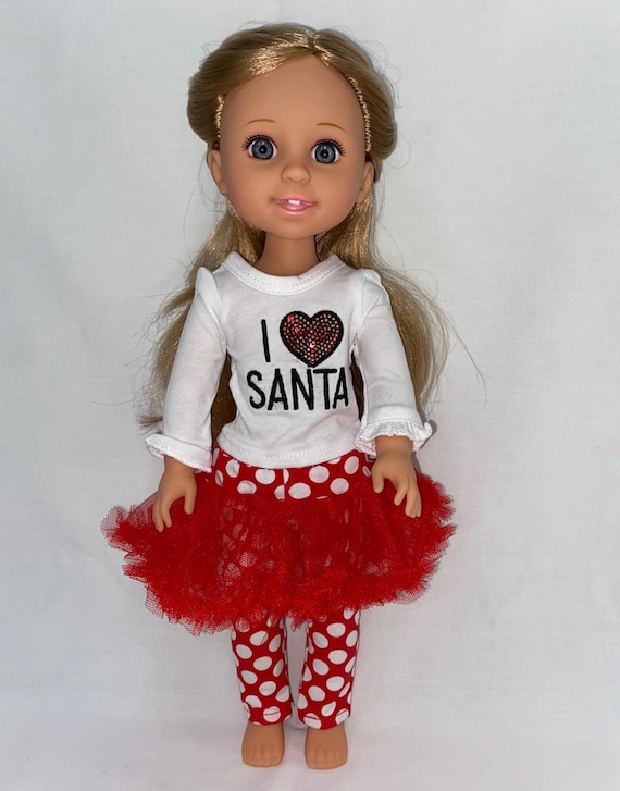 14.5" Red and White I Love Santa Pants Set | 14.5" Doll Clothes | Fits 14.5 in Slim Body Dolls