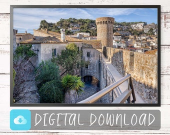 Tossa de Mar Medieval Walls, Coastal Mediterranean Print from Costa Brava, Catalonia, Spain - Printable DIGITAL DOWNLOAD, Wall Art