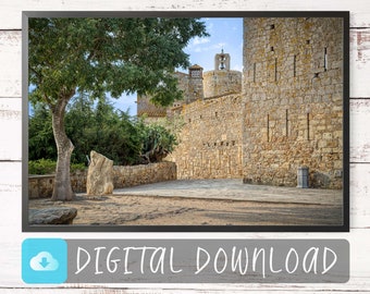 Ancient Walls DIGITAL DOWNLOAD PRINT, Travel Photography from Pals Medieval Village in Costa Brava Region, Catalonia, Spain