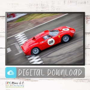 Ferrari 250 LM Vintage Car Racing Poster -  Le Mans Classics Digital Download Wall Art Gift For Car Enthusiast
