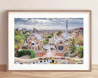 Park Guell, The entrance and the porter&#39;s lodge, Antoni Gaudi (Barcelona, Catalonia, Spain) - DIGITAL PRINT, Printable Wall Art Photography
