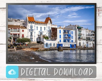 Cadaqués Mediterranean DIGITAL DOWNLOAD - Travel Poster from Costa Brava, Catalonia, Spain