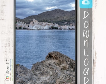 Cadaqués: Serene Seascape in Costa Brava DIGITAL DOWNLOAD PRINT - Travel Poster from Catalonia, Spain