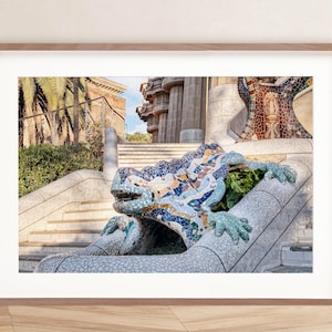 Antoni Gaudi's Drache / Eidechse vom Park Güell, Barcelona DIGITAL PRINT, Katalonien, Spanien Reise Poster