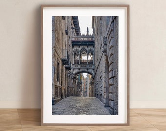 Pont del Bisbe, Barcelona Gothic Quarter, Catalonia, Spain - DIGITAL PRINT, Downloadable Photography Wall Art Prints