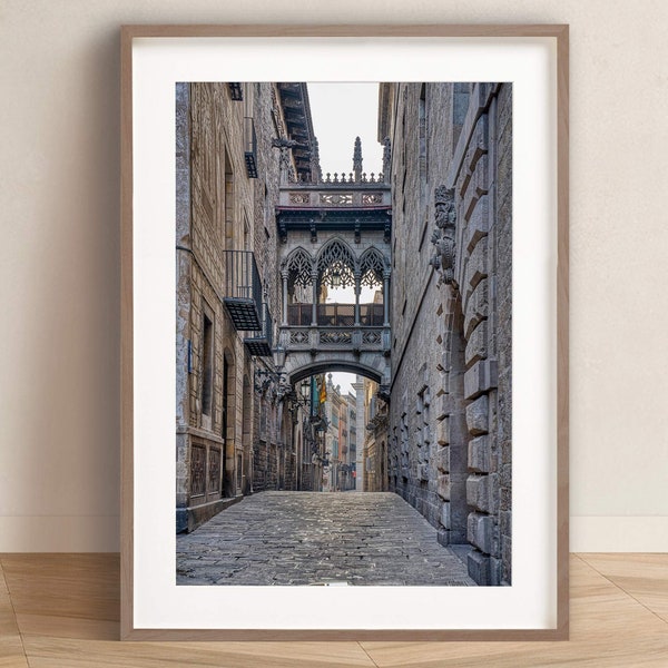 Pont del Bisbe, Barcelona Gothic Quarter, Catalonia, Spain - DIGITAL PRINT, Downloadable Photography Wall Art Prints