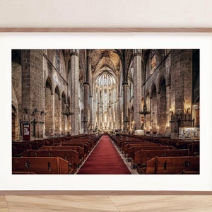 Barcelona Gothic Architecture, and the Charm of Santa Maria del Mar Church Wall Art - Fine Art Digital Print, Downloadable