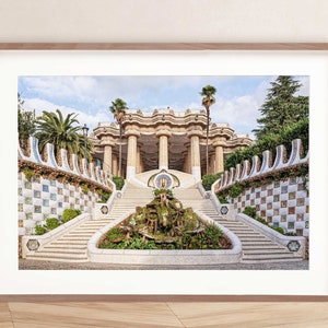 Park Guell, The Dragon Stairway, Antoni Gaudi (Barcelona, Catalonia, Spain) - DIGITAL PRINT, Printable Wall Art Photography