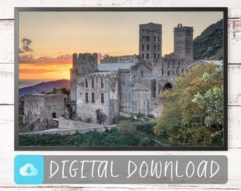 Sunrise at Sant Pere de Rodes Digital Download - Mediterranean Costal Wall Art Landscape from Costa Brava, Catalonia, Spain.