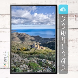Sant Pere de Rodes Digital Download - Mediterranean Costal Wall Art Landscape from Costa Brava, Catalonia, Spain.