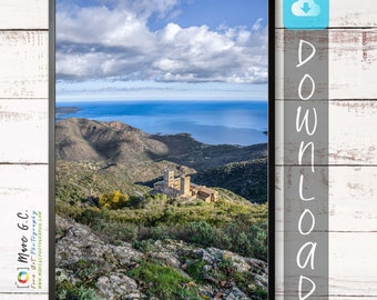 Sant Pere de Rodes Digital Download - Mediterranean Costal Wall Art Landscape from Costa Brava, Catalonia, Spain.