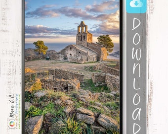 Santa Helena de Rodes Digital Download - Mediterranean Costal Wall Art Landscape from Costa Brava, Catalonia, Spain