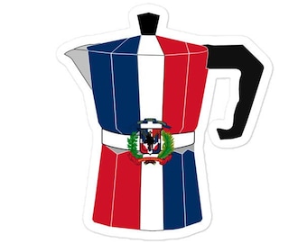 Dominican Flag Greca Sticker | Dominican Flag Cafetera Decal | Dominican Republic Coffee | Santo Domingo Cafe Sticker | Cafe Dominicano