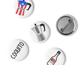 Conjunto de alfinetes de café e coquito porto-riquenho - um tributo elegante à cultura porto-riquenha | Conjunto de 5 alfinetes de esmalte