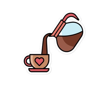 Pegatina de amor de Diner Pot to Mug / Calcomanía de café Diner / Pegatina de café American Diner
