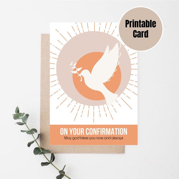 Confirmation card, Printable Confirmation Card, Printable Card 7x5, Religious card, congratulation card, confirmation gift, Instant Dwnlds