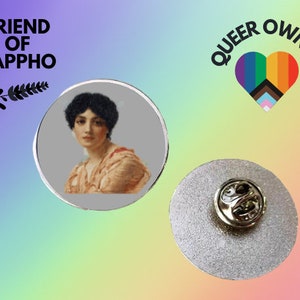 Sappho Poet Pin Badge | LGBT Button Badges | LGBT History Pin Badge | Sapphic Gay Badges | Lesbian Pin Lesbos | Queer Badge | Feminist Badge