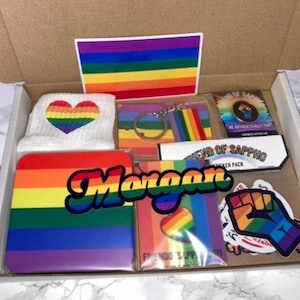 GAY GIFT BOX, Lesbian Engagement, Gay Letterbox Present,  Pride Box, Aesthetic Personalized Homosexual Rainbow Gift Box, Lgbt Accessories