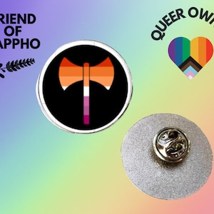 Lesbian Labrys Pin Badge LGBT Button Badges LGBT History Pin Badge Sapphic Badges Lesbian Pin Queer Badge Feminist Badge image 1