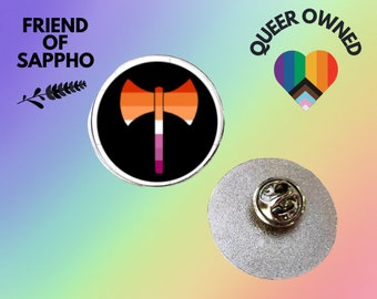 Lesbian Labrys Pin Badge | LGBT Button Badges | LGBT History Pin Badge | Sapphic Badges | Lesbian Pin | Queer Badge | Feminist Badge