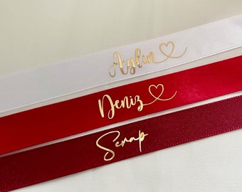 Personalized Ring Ribbon, Personalized Ring Ribbon Velcro, Söz-Nisan Kurdelesi, Personalized Satin Ribbon