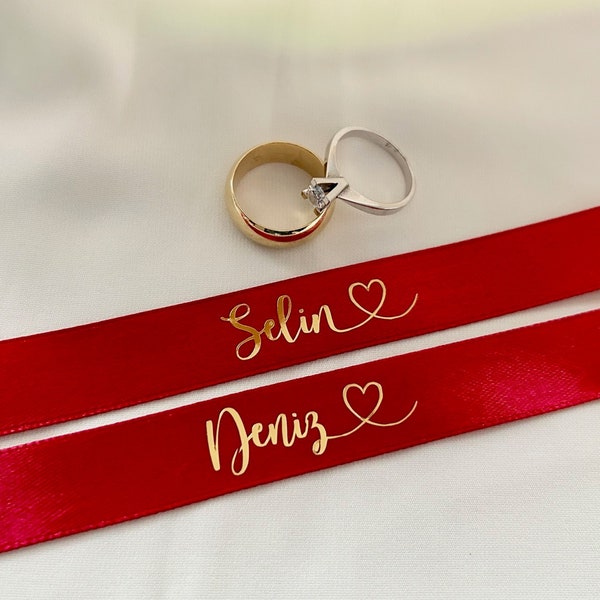 Personalisiertes Ringband, Personalisiertes Ringband Klettverschluss, Söz-Nisan Kurdelesi, personalisiertes Satinband