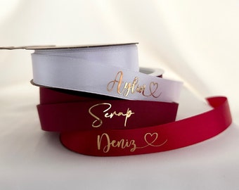 Personalisiertes Ringband, Personalisiertes Ringband Klettverschluss, Söz-Nisan Kurdelesi, personalisiertes Satinband