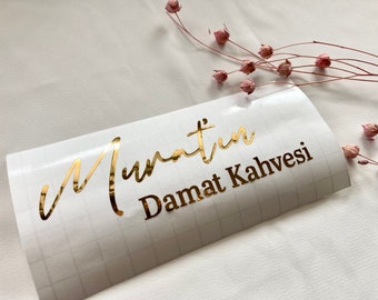 Damat kahvesi sticker, gepersonaliseerde sticker, gepersonaliseerde sticker, gepersonaliseerde sticker, kız isteme, naamsticker, Söz