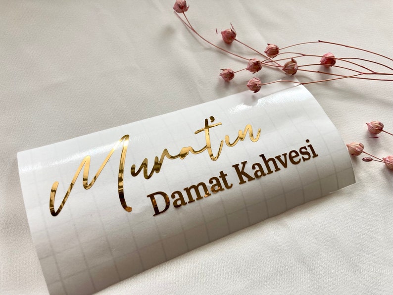 Damat kahvesi sticker, gepersonaliseerde sticker, gepersonaliseerde sticker, gepersonaliseerde sticker, kız isteme, naamsticker, Söz afbeelding 1