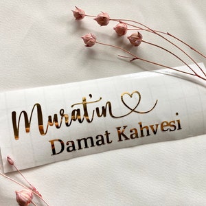 Damat kahvesi sticker, gepersonaliseerde sticker, gepersonaliseerde sticker, gepersonaliseerde sticker, kız isteme, naamsticker, Söz afbeelding 5