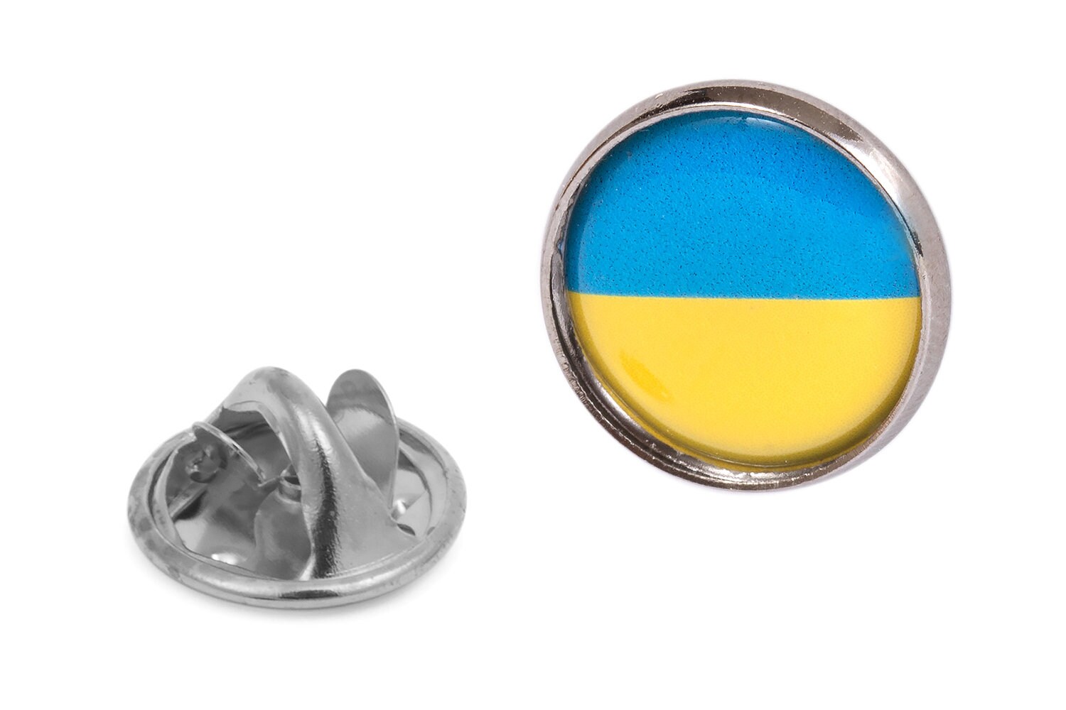 Ukraine Flag Pin - Minimalist Flag - Pressure Pin - Magnifying Glass Pin 16mm