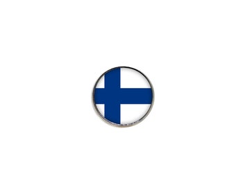 Finland Flag Pin - Minimalist Flag - Snap Pin - 16mm Magnifying Glass Pin - World Cup 2022 flag