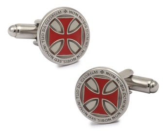 Collection of Templar cufflinks in different sizes and designs: non nobis, Templar cross