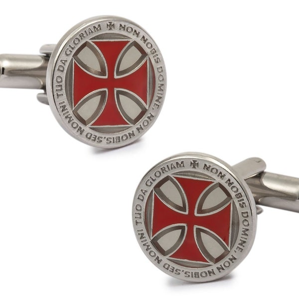 Collection of Templar cufflinks in different sizes and designs: non nobis, Templar cross