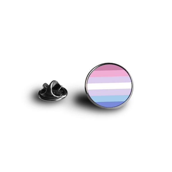 LGBTI+ Pride Flag Pin - Bigender Flag - Minimalist Flag - Snap Pin - 16mm Magnifying Glass Pin