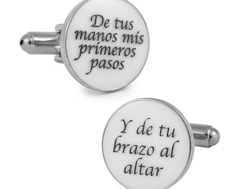 Gemelos para boda De tus manos mis primeros pasos - Regalos de boda originales - Regalos para papa, hermanos y padrino.