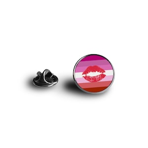 Lipstick lesbian flag pin-  - Minimalist Flag - snap pin - magnifying glass pin 16mm