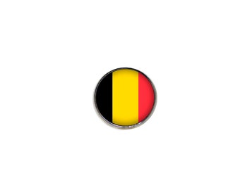 Épingle de drapeau de belgique - Drapeau minimaliste - Épingle de pression - Épingle de loupe en verre de 16 mm - Drapeau de la Coupe du Monde 2022