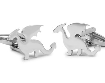 Dragon-shaped shirt cufflinks in stainless steel 20 mm