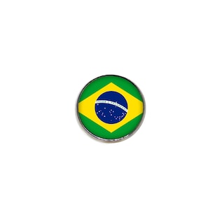 Brazil Flag Pin - Minimalist Flag - Snap Pin - 16mm Magnifying Glass Pin - World Cup 2022 flag