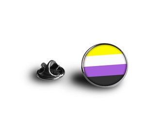 Non binary Pride Flag Pin - LGBTI+ Pride Flag - Minimalist flag - snap pin - 16mm magnifying glass pin