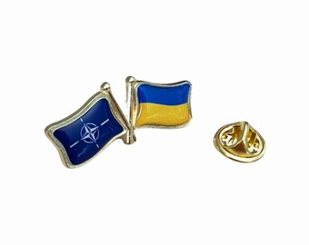 Ukraine + OTAN Flag Pin - Flags of World Friendships - Ukraine Pin - OTAN Pin