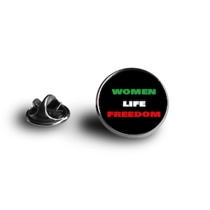 Women + Life + Freedom Pin - Iran Minimalist Flag - Snap Pin - 16mm Magnifying Glass Pin - Support for iranian Women
