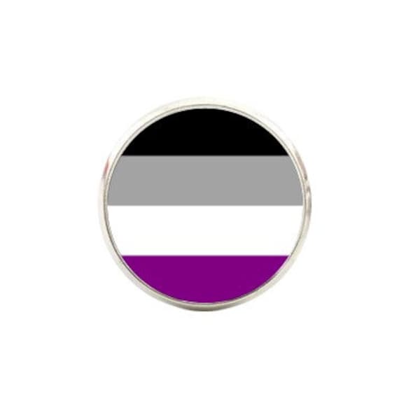 Asexual Pride Flag Pin - Drapeau minimaliste - Broche de pression - Pin de loupe en verre de 16 mm - LGTBIQ+