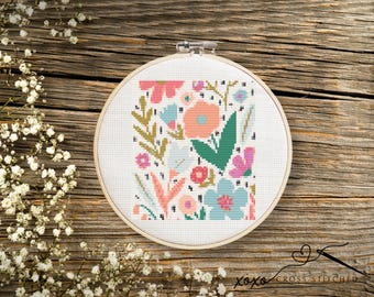 Modern Floral Cross Stitch Pattern