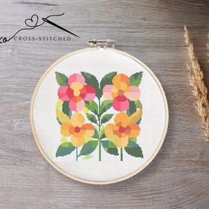 Modern Floral Cross Stitch Pattern