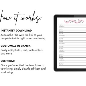 Contact List Printable Contact List Contact List Template - Etsy